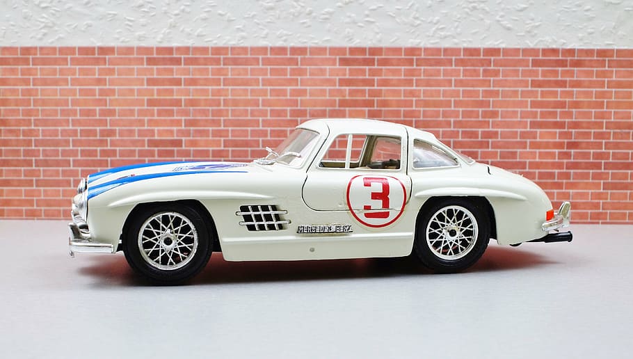 model car, diorama, oldtimer, mercedes, 300sl, gullwing, automotive HD wallpaper