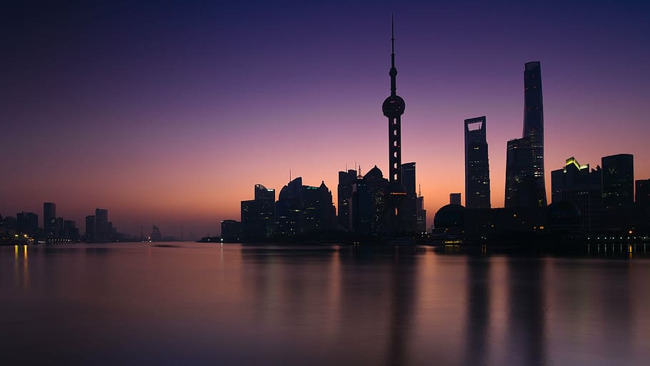 photograph of cityscape, shanghai, sunrise, urban Skyline, skyscraper, HD wallpaper