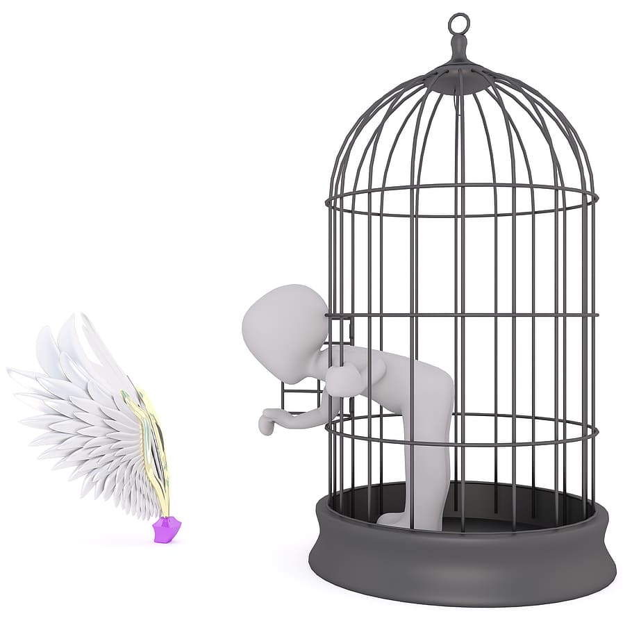 person inside birdcage themed illustration, Males, 3D Model HD wallpaper