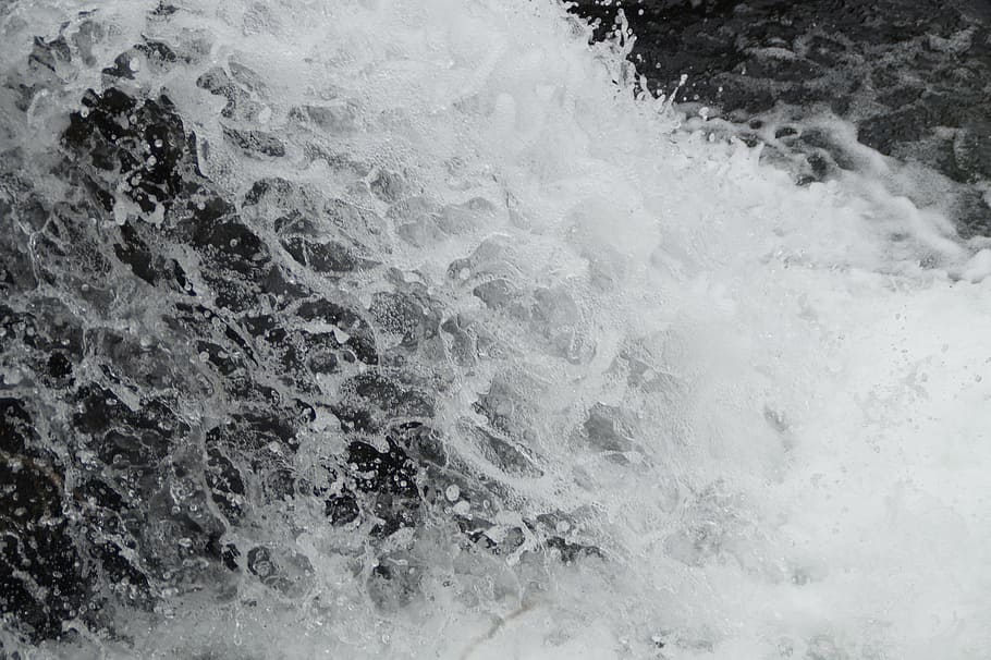 water, inject, waterfall, close, drip, roar, foam, spray, water feature HD wallpaper