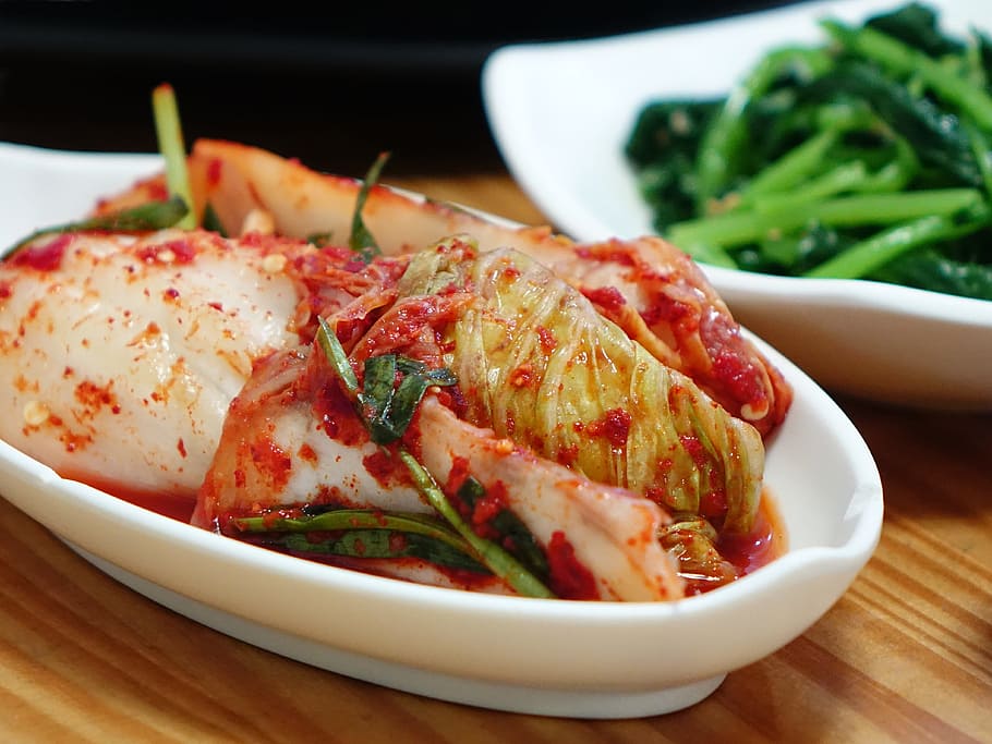 vegetable stow in bowl on table, Kimchi, Spicy, Raw, Side Dish