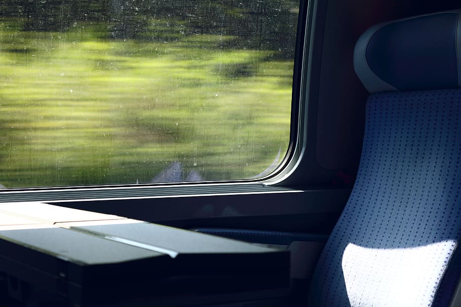 blue train seat, Drive, Travel, Relax, locomotion, railway, mobile, HD wallpaper