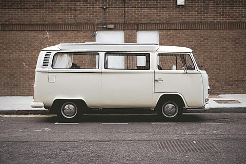 white van on gray concrete road during daytime, old-fashioned HD wallpaper
