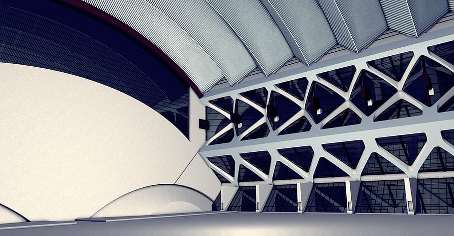 empty gray and black structure, architecture, design, hall HD wallpaper