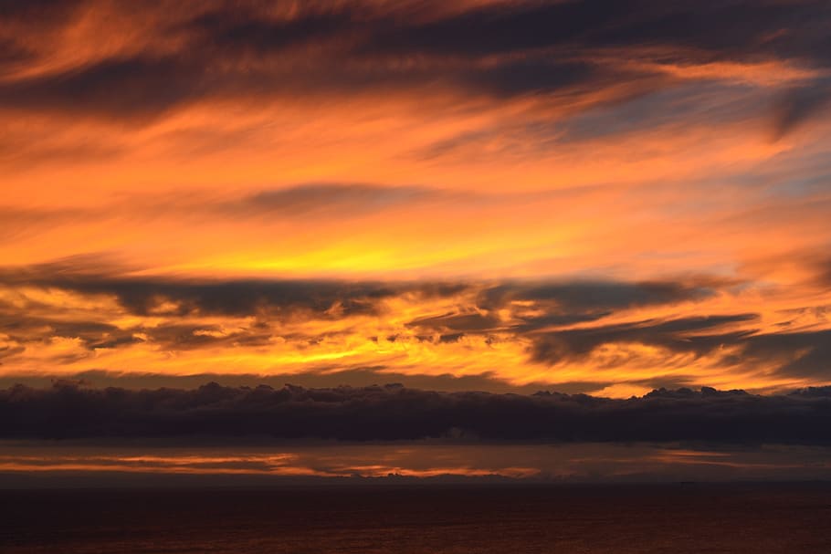 red, sky, clouds, dramatic, beautiful, nature, sunrise, sunset HD wallpaper