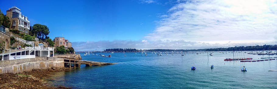 sea, dinard brittany, panorama, water, architecture, sky, travel destinations, HD wallpaper