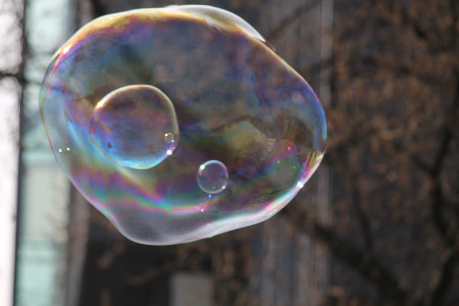 soap bubble, light, iridescent, sun, mirroring, magic, cheerful HD wallpaper