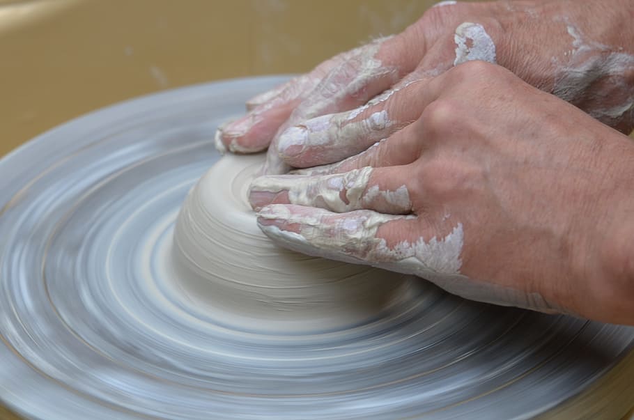 person molding clay, potters, hub, craft, sound, human hand, human body part, HD wallpaper