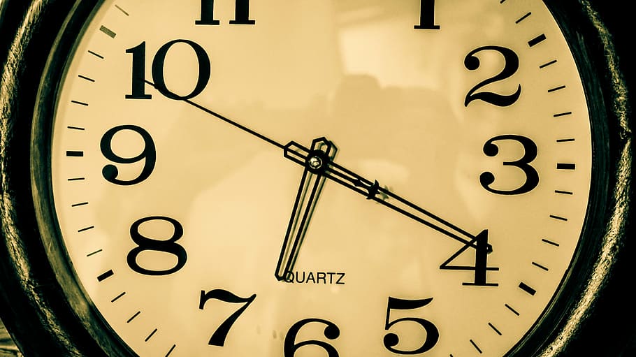 analog wall clock at 6:20 display, watch, time, alarm clock, pointers