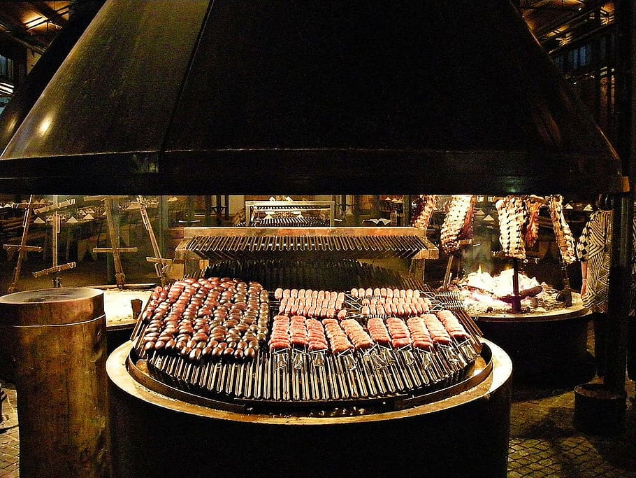 grill, meat, tasty, beef, pork, ribs, sausage, food and drink HD wallpaper