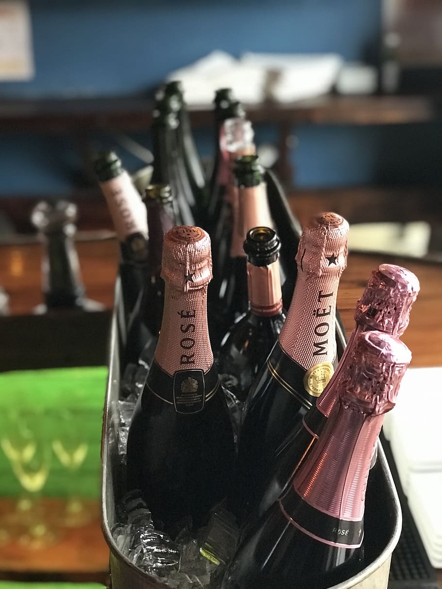 champagne, celebrate, rose, alcohol, drink, wine, glass, fizz, HD wallpaper