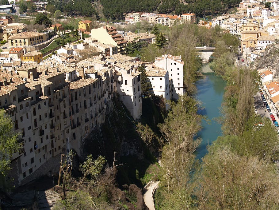 basin, spain, river, city, views, júcar, panoramic, buildings HD wallpaper