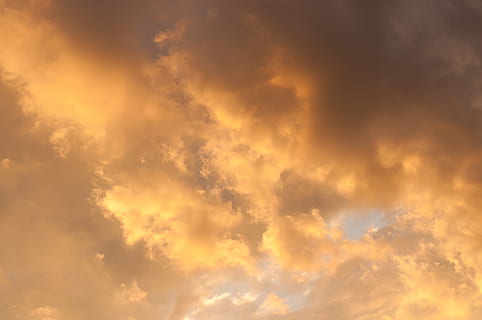 orange and white clouds, sky, sunset, sunrise, weather, light HD wallpaper