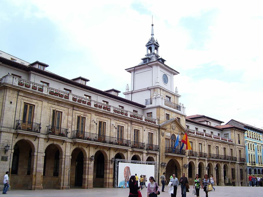 Oviedo's City Hall in Spain, building, photos, government, public domain, HD wallpaper