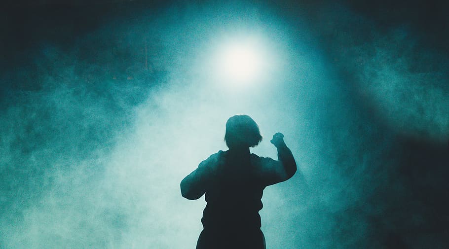silhouette photography of person, silhouette photography of dancing person surrounded with fogs HD wallpaper