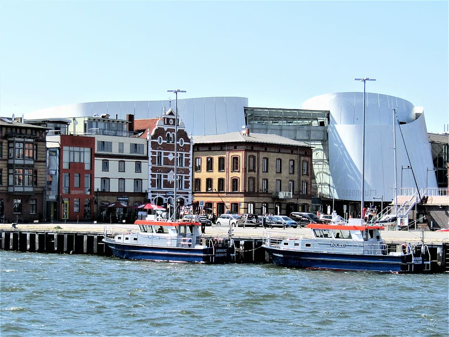 Stralsund, Port, Water, Boats, architecture, nautical vessel, HD wallpaper