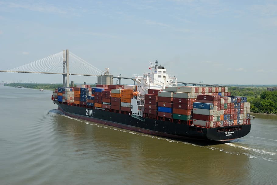 shipping containers, Cargo Ship, Freighter, Savannah, Georgia