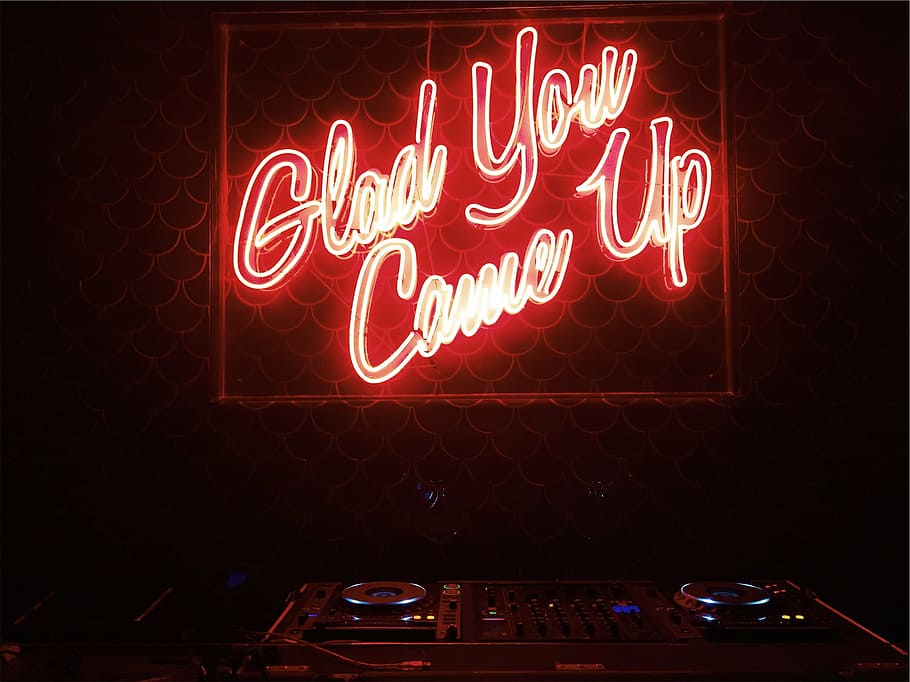 HD wallpaper: red Glad You Come Up light signage, came, decor ...