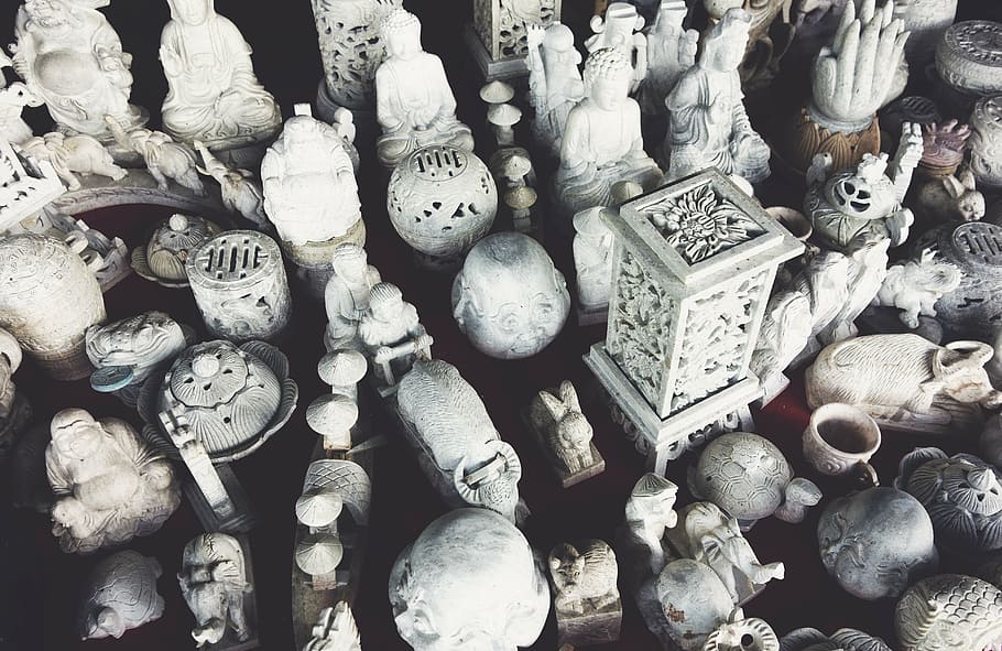 buddhism, statutes, objects, sculptures, religion, religious HD wallpaper