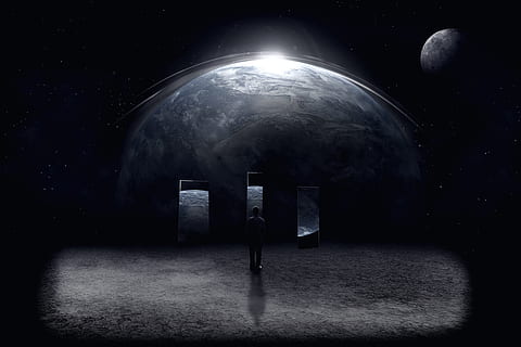 man standing in front of earth digital wallpaper, darkness HD wallpaper