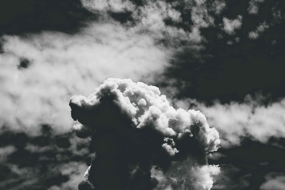 grayscale photography of clouds, grayscale photo of cloudy sky HD wallpaper