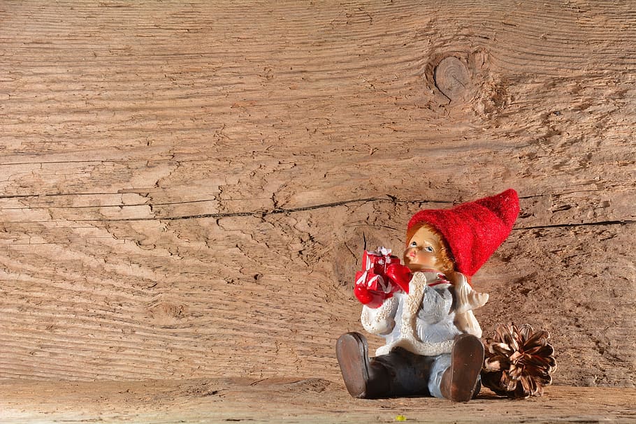 Imp, Figure, Males, Gnome, Dwarf, Wood, deco, christmas, red