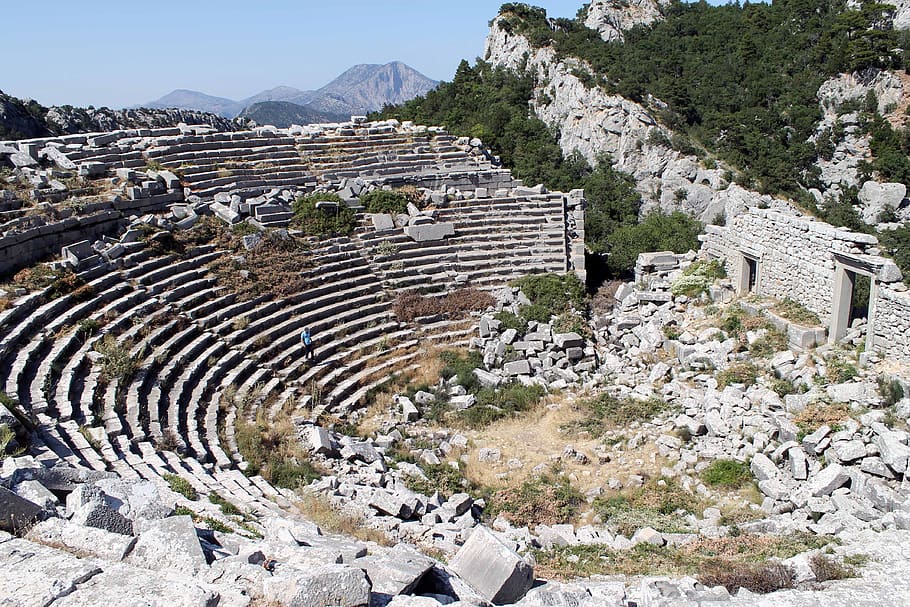 ruins, amphitheater, termessos, ancient, history, ancient civilization HD wallpaper