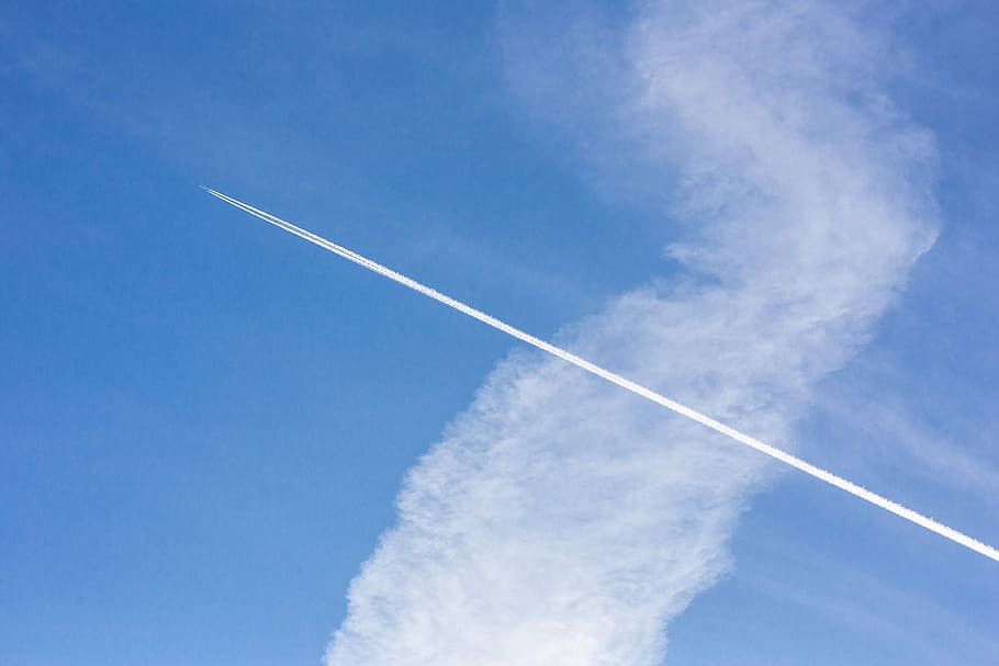 Cloudy blue sky, clear, nature, vapor Trail, air, day, cloud - Sky HD wallpaper