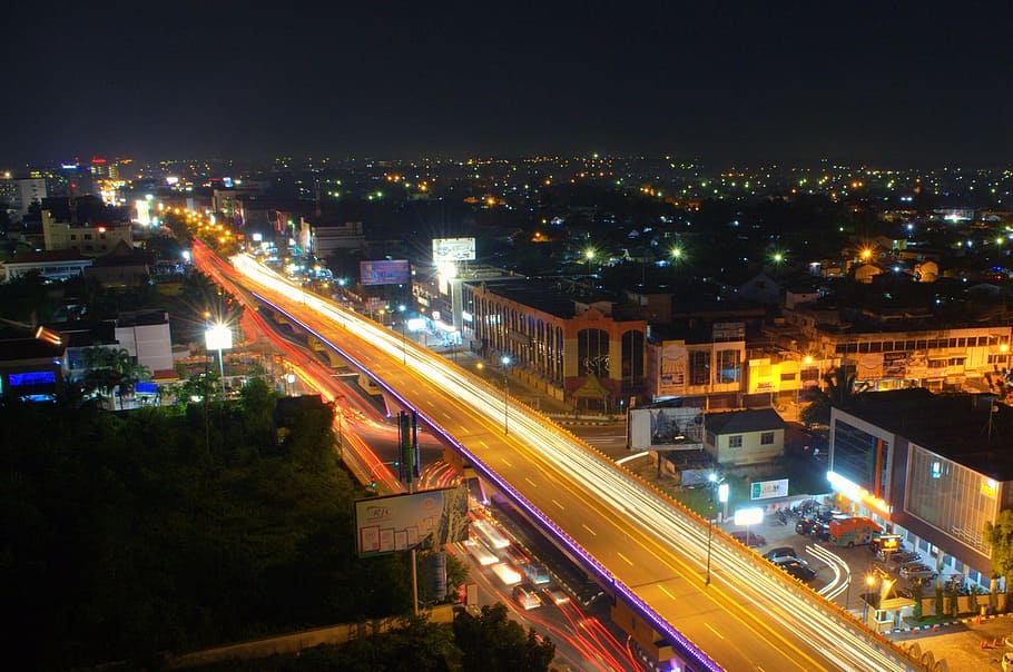 Flyover, Bridge, Light, Night, Road, architecture, urban, city HD wallpaper