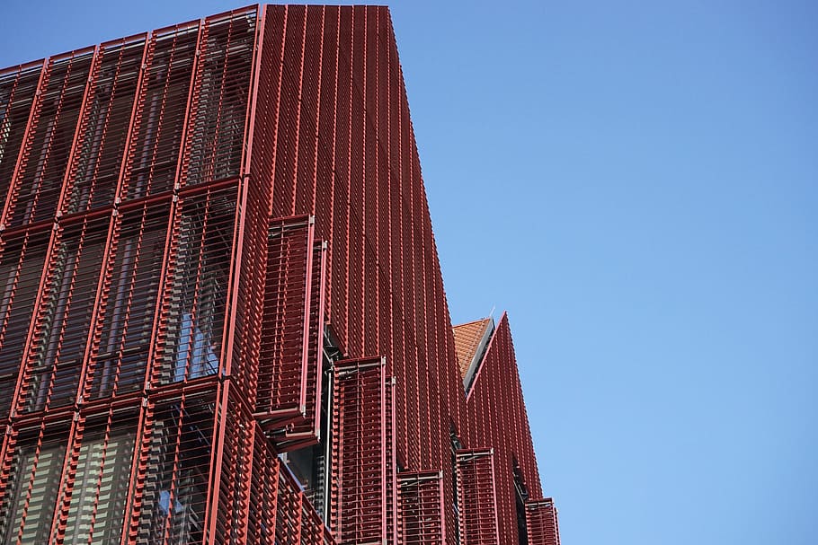 Home, Building, Architecture, Facade, red, ulm, new center HD wallpaper