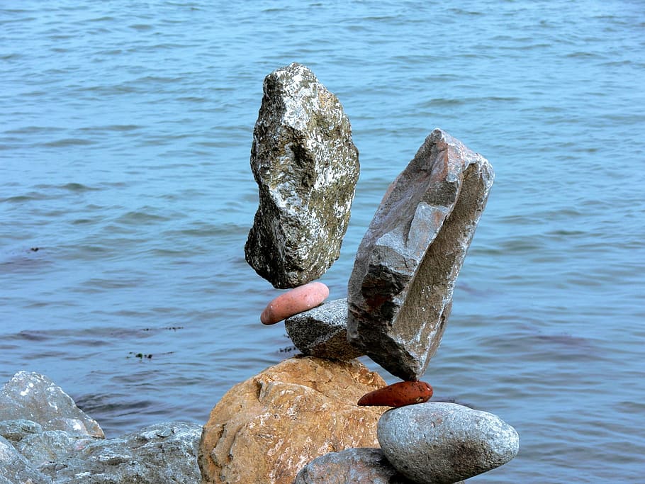 Rocks, Balance, Balanced, Precarious, stones, pile, magic, levitate