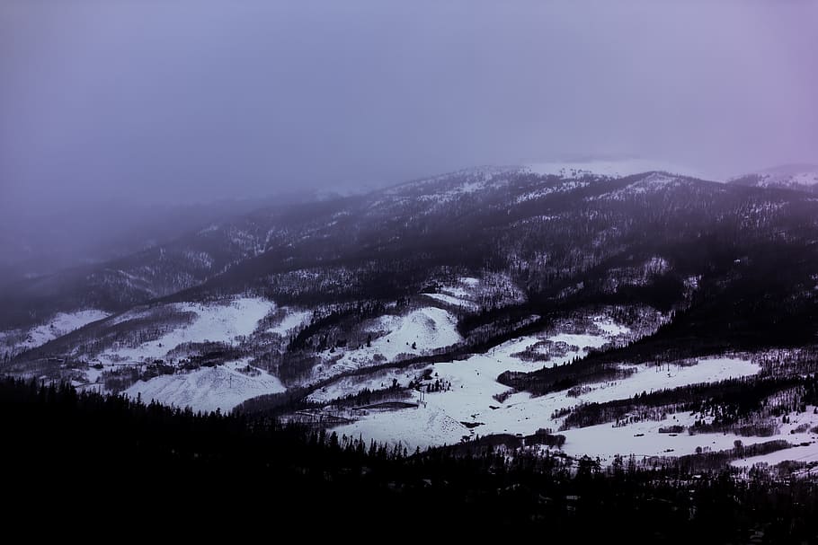 aerial photography of snowfield under white clouds, landscape photo of snow-capped mountain HD wallpaper