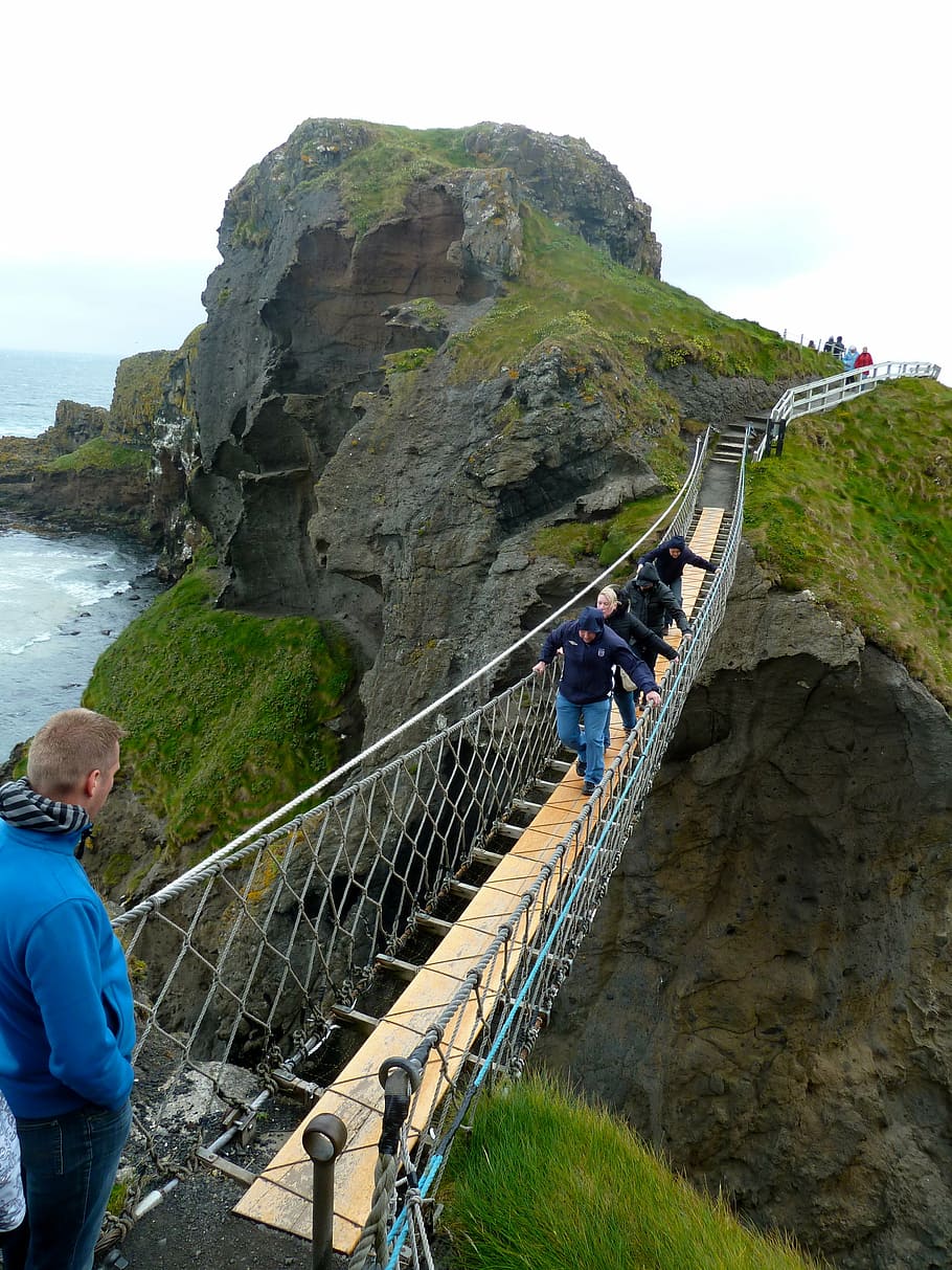 rope bridge, wind, outside, walkway, pedestrian bridge, nature HD wallpaper