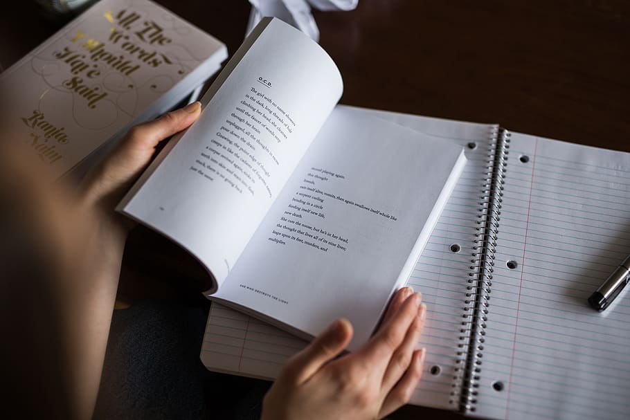 notes, book, pen, hands, reading, school, supply, paper, indoors HD wallpaper