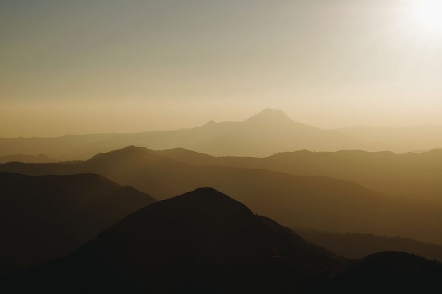 Aerial View Photography Of Mountain, backlit, dawn, daylight HD wallpaper