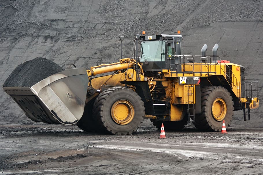 Bulldozer, Coal, Maasvlakte, land Vehicle, machinery, industry, HD wallpaper