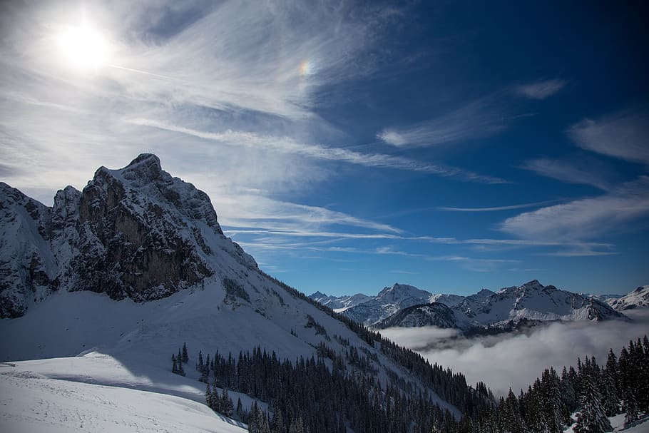 Mountains, Clouds, Nature, sky, blue, landscape, alpine, holiday HD wallpaper