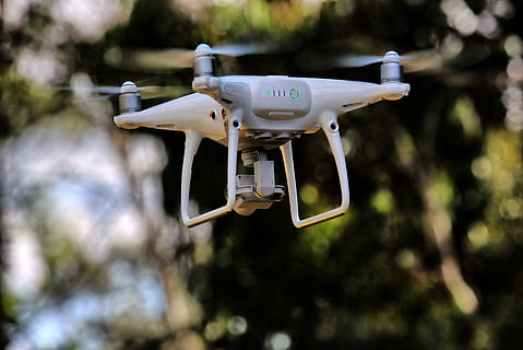 white quadcopter soaring on air, Drone, Drones, Aerial, phan HD wallpaper