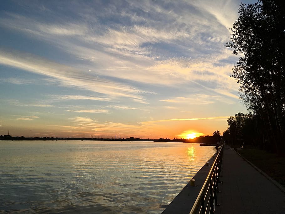 sunset, wisla, river, landscape, west, gdansk sobieszewo, beauty HD wallpaper