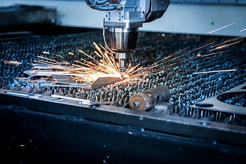 grey robotic arm welding with spark flying, laser, cutting HD wallpaper