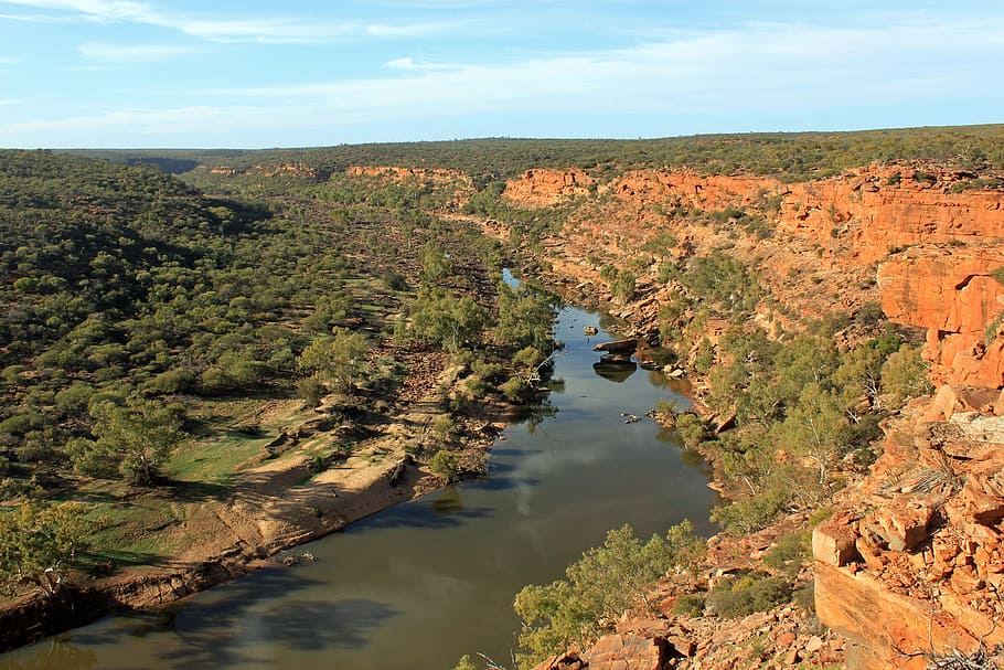 australia, outback, river, water, landscape, beauty in nature, HD wallpaper