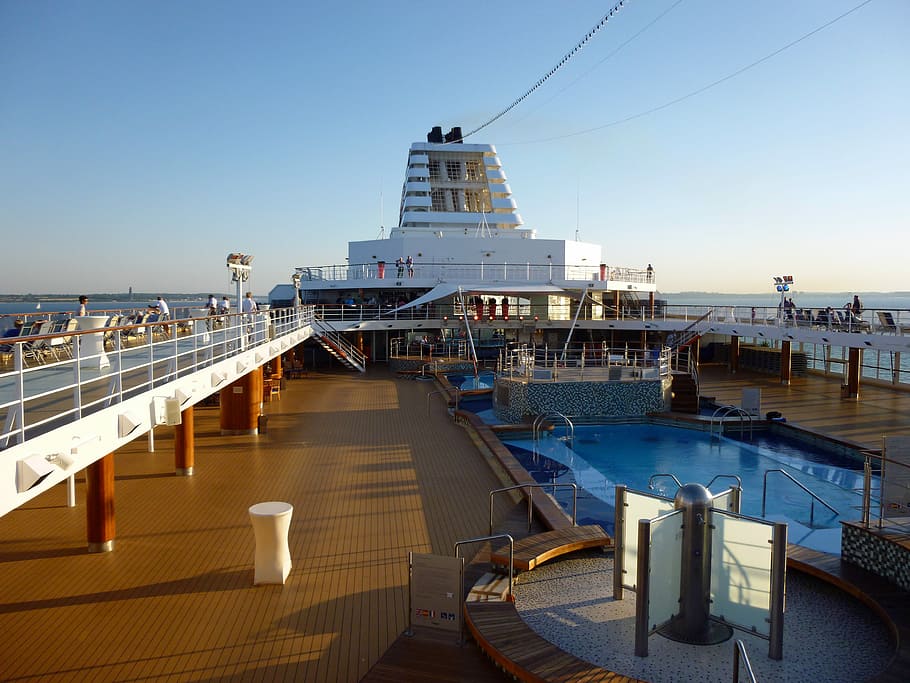 Ship Deck, Pool, Cruise, Sea, relaxation, nautical vessel, bridge - man made structure HD wallpaper