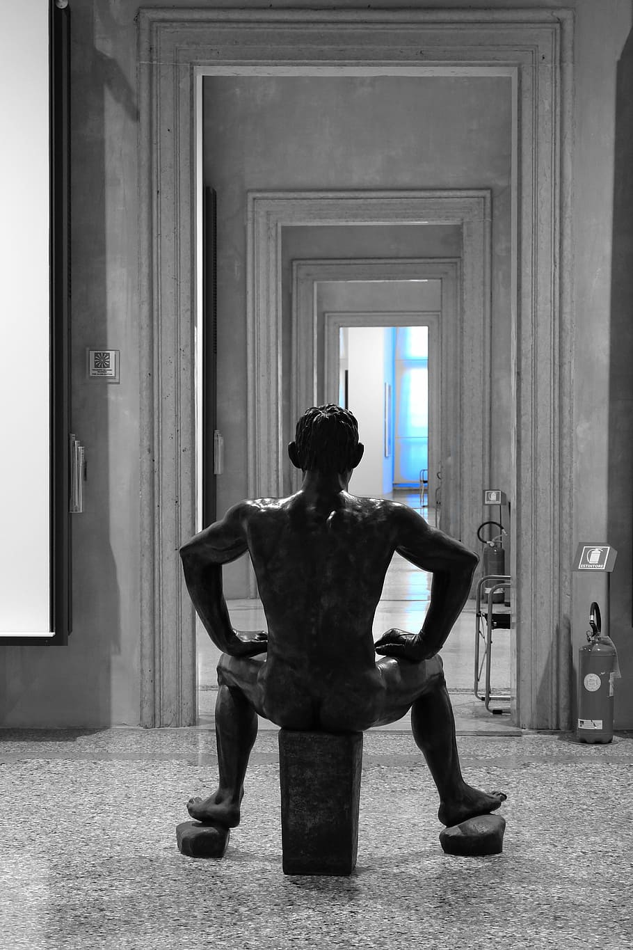 venice, museum, statue, one person, full length, sitting, real people HD wallpaper