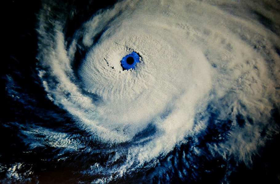 aerial view of typhoon, Eye Of The Hurricane, the eye of the hurricane