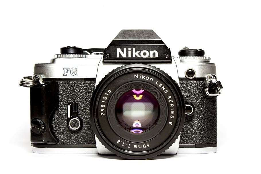 black Nikon camera, analog, lens, photograph, retro, photography