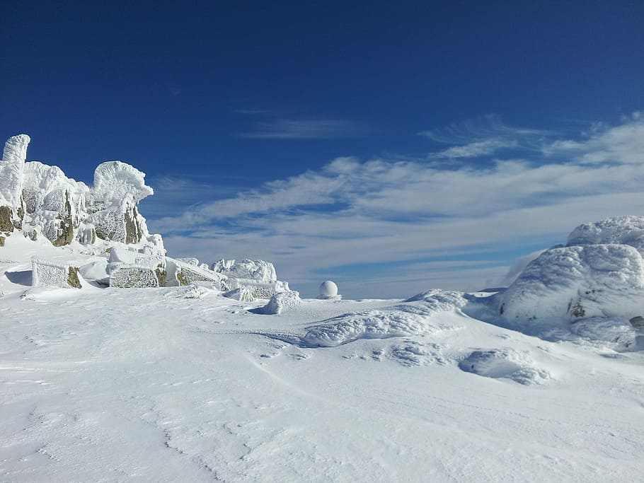 ice covered filled at day, winter, winter magic, blue sky, white HD wallpaper