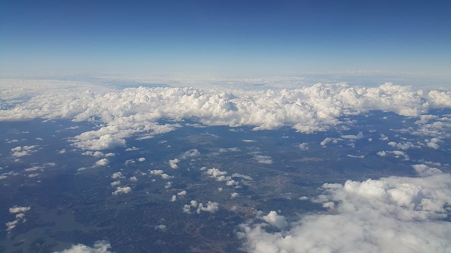 sky, the expanse, cloud, blue, high, nature, cloud - sky, aerial view HD wallpaper