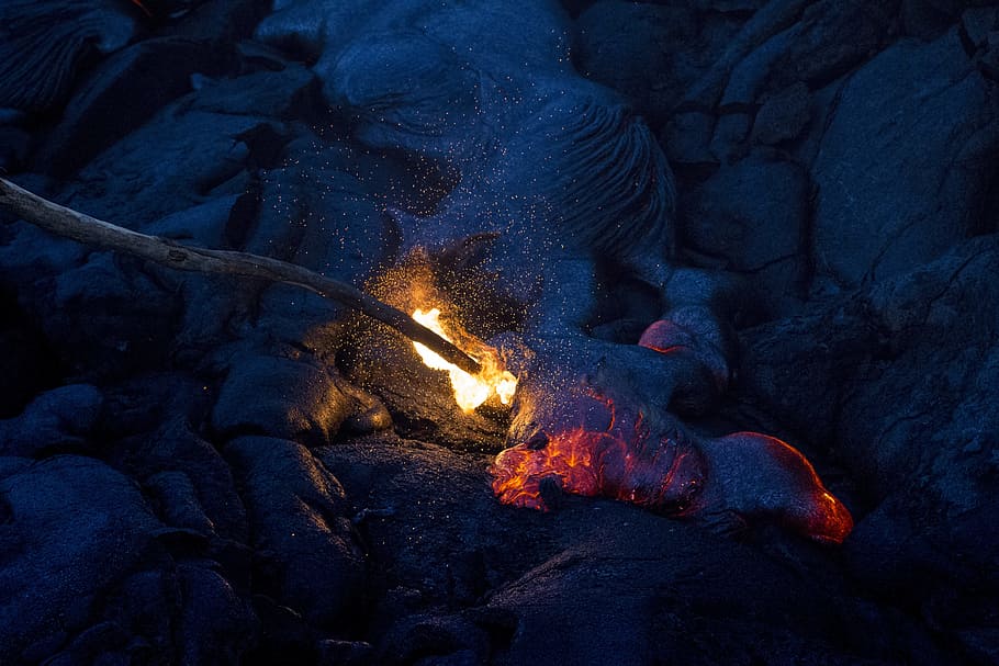 burning stick during nightime, fire - Natural Phenomenon, heat - Temperature, flame, campfire HD wallpaper