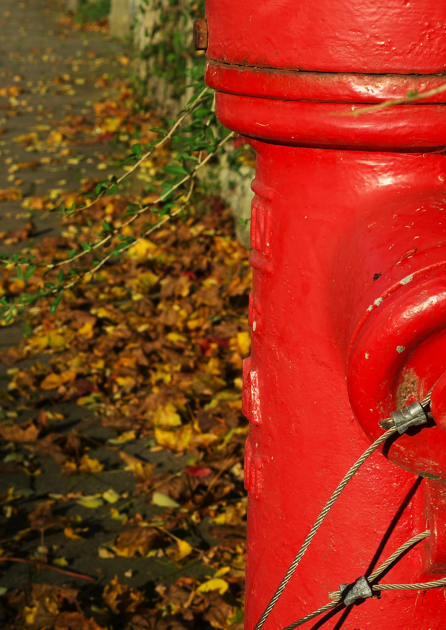 hydrant, red, pavement, sidewalk, outdoors, day, no people HD wallpaper