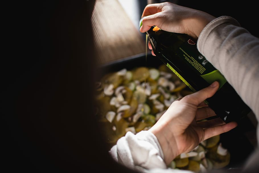 Pouring olive oil, cooking, hands, process, human Hand, people HD wallpaper